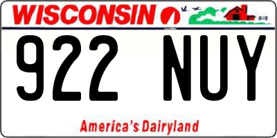 WI license plate 922NUY