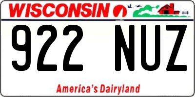 WI license plate 922NUZ
