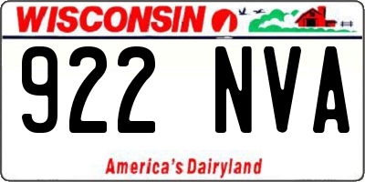 WI license plate 922NVA
