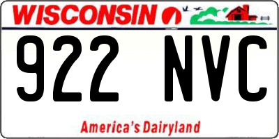 WI license plate 922NVC