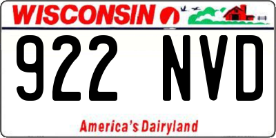 WI license plate 922NVD