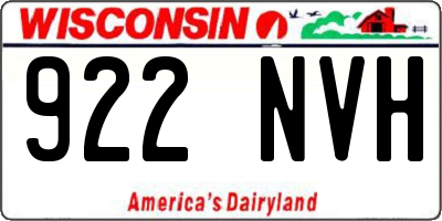 WI license plate 922NVH