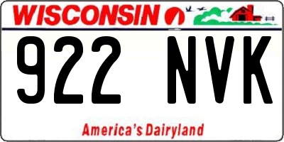 WI license plate 922NVK