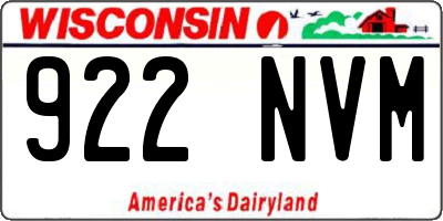 WI license plate 922NVM