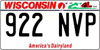 WI license plate 922NVP