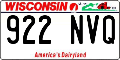 WI license plate 922NVQ