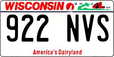 WI license plate 922NVS