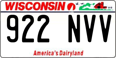 WI license plate 922NVV