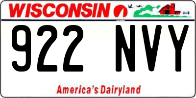 WI license plate 922NVY