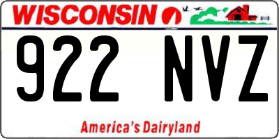 WI license plate 922NVZ