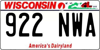 WI license plate 922NWA
