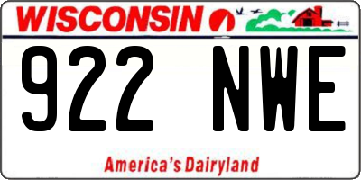 WI license plate 922NWE