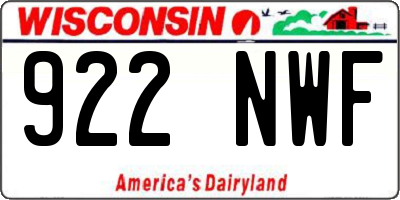 WI license plate 922NWF