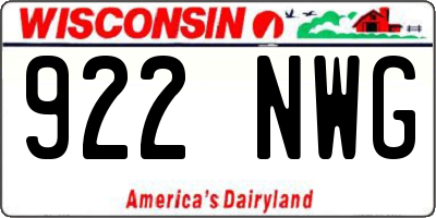 WI license plate 922NWG
