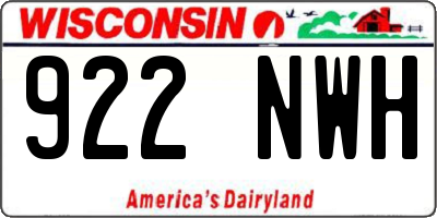 WI license plate 922NWH