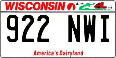 WI license plate 922NWI
