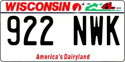 WI license plate 922NWK