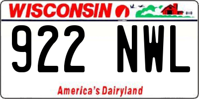 WI license plate 922NWL