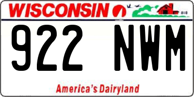 WI license plate 922NWM