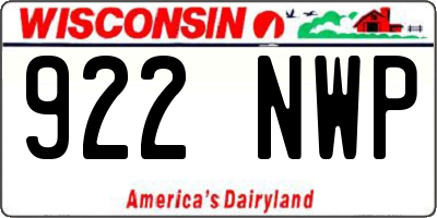 WI license plate 922NWP