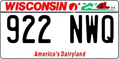 WI license plate 922NWQ