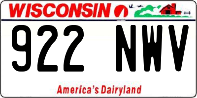 WI license plate 922NWV