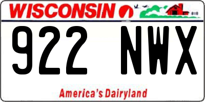 WI license plate 922NWX