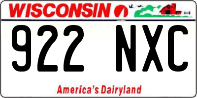 WI license plate 922NXC