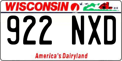 WI license plate 922NXD