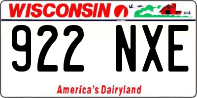 WI license plate 922NXE