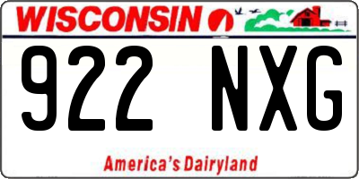 WI license plate 922NXG
