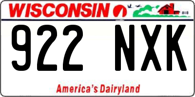 WI license plate 922NXK