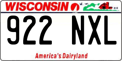 WI license plate 922NXL