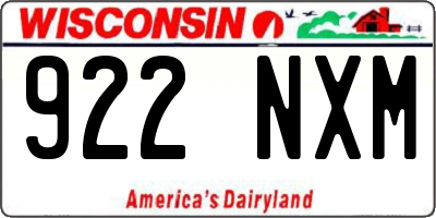 WI license plate 922NXM