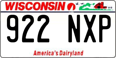 WI license plate 922NXP