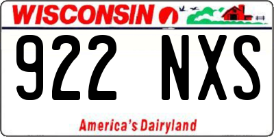WI license plate 922NXS