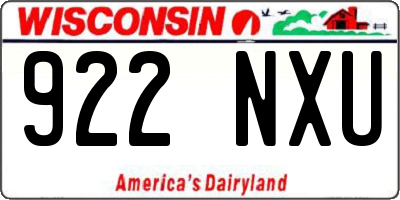 WI license plate 922NXU