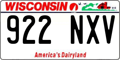 WI license plate 922NXV