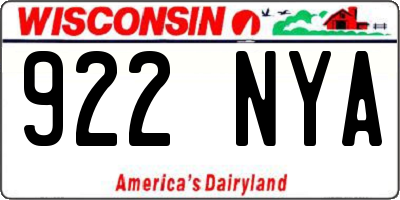 WI license plate 922NYA