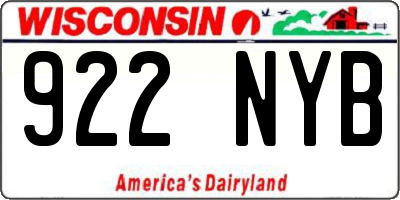WI license plate 922NYB