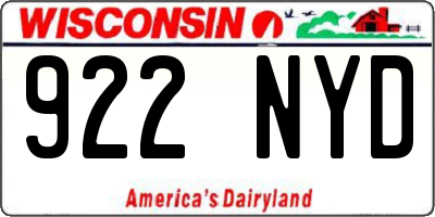 WI license plate 922NYD