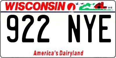 WI license plate 922NYE