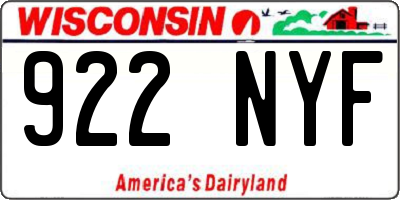 WI license plate 922NYF
