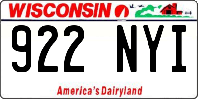 WI license plate 922NYI