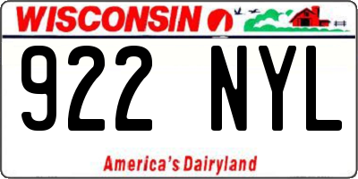 WI license plate 922NYL