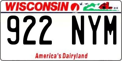WI license plate 922NYM