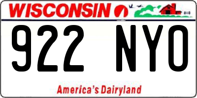 WI license plate 922NYO