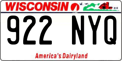 WI license plate 922NYQ