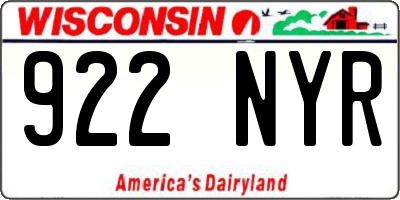 WI license plate 922NYR