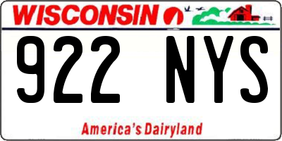 WI license plate 922NYS